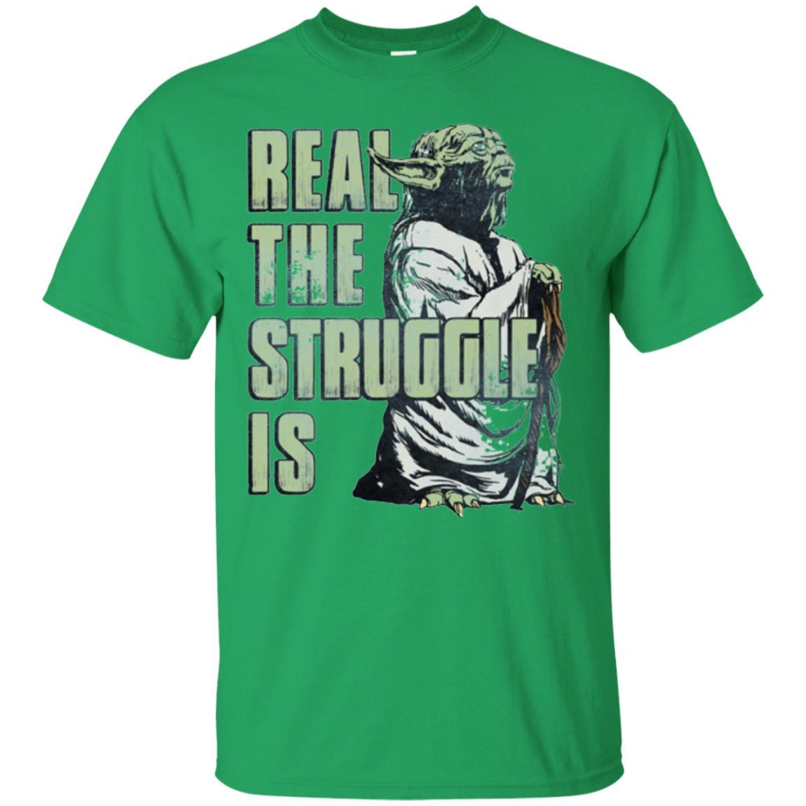 Film T-shirt Star Wars Yoda Real The Struggle Is Graphic Irish Green