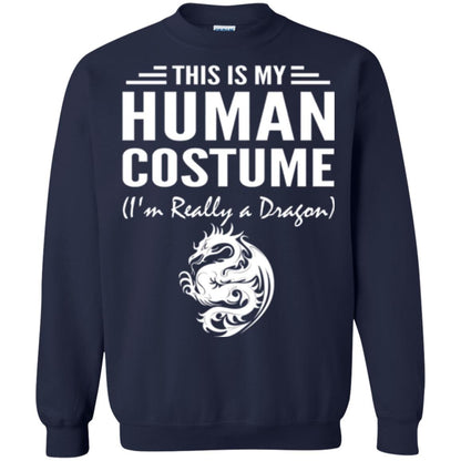 Dargon T-shirt This Is My Human Costume I_m Really A Dragon Navy