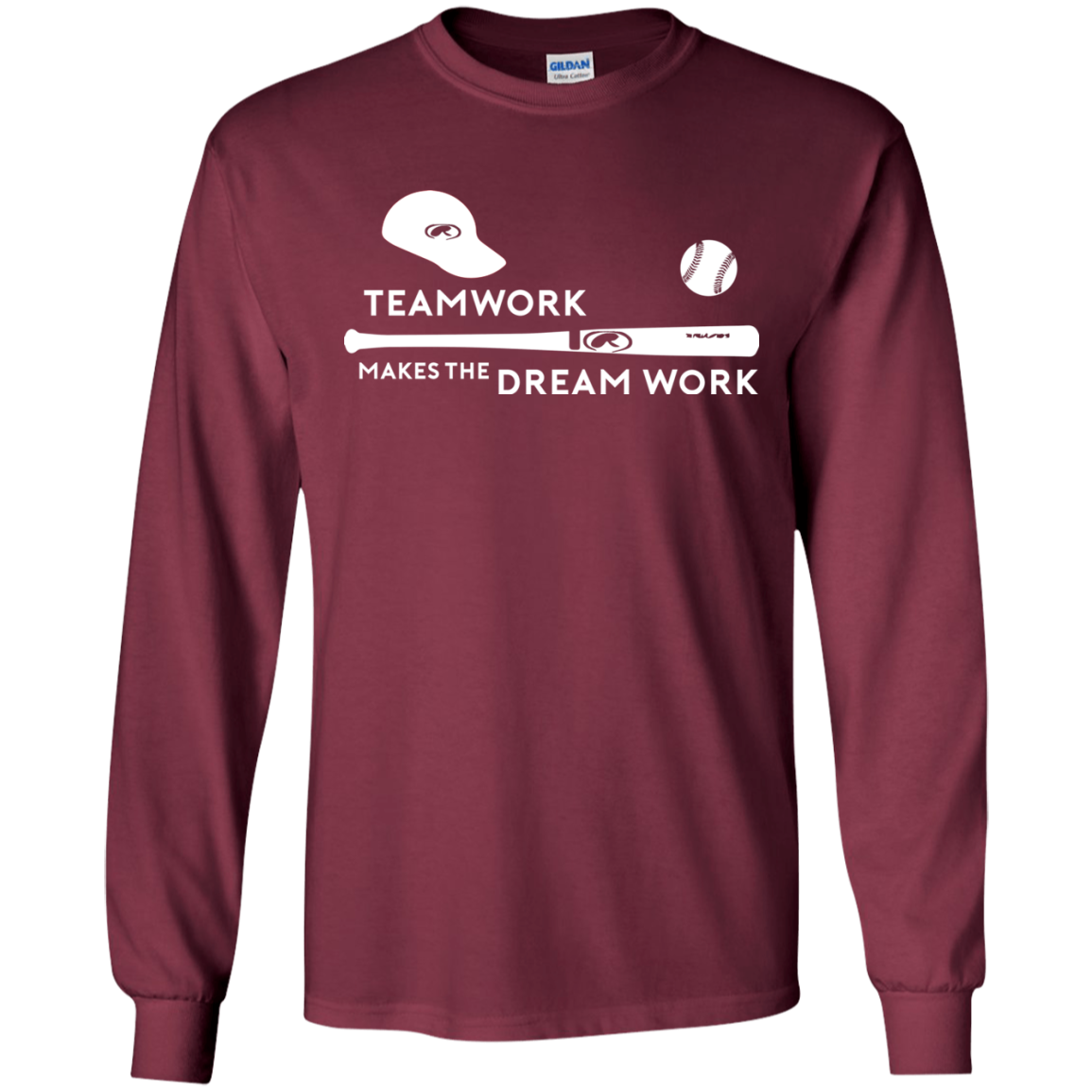 Baseball T-shirt Teamwork Makes The Dream Work Maroon