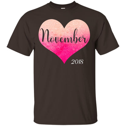 Pregnancy Reveal Announcement Party November 2018 Shirt Dark Chocolate