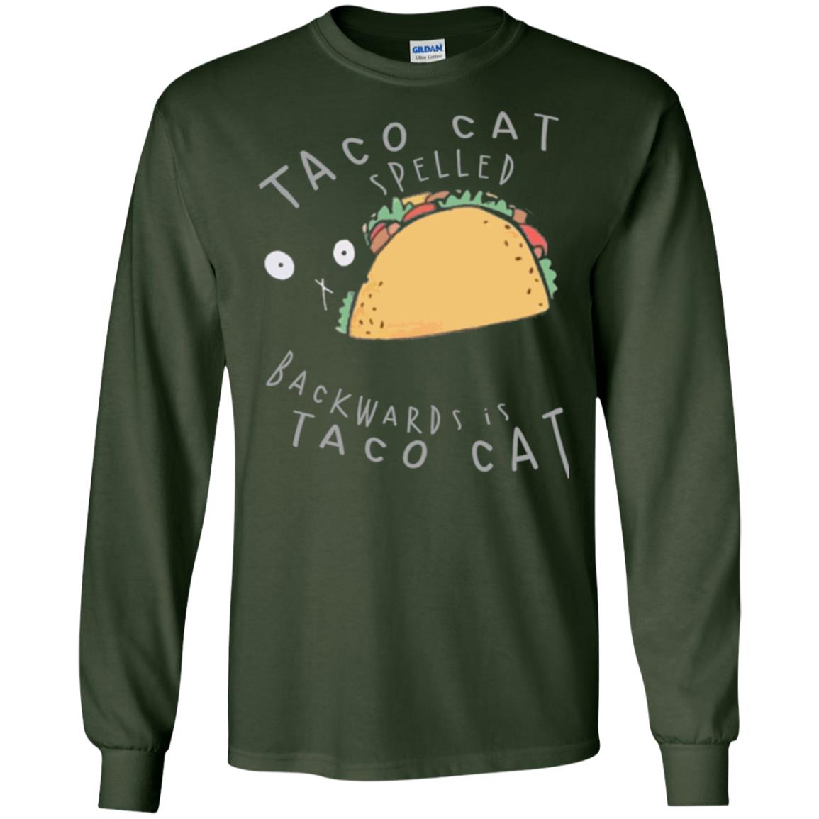 Cat Lovers T-shirt Taco Cat Spelled Backward Is Taco Cat Forest Green