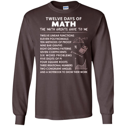 Math T-shirt Twelve Days Of Math Dark Chocolate