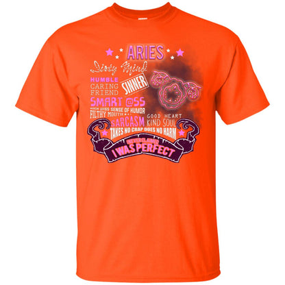 Dirty Mind Humble Caring Friend Filthy Sinner Mouth Good Heart Kind I Never Clamed I Was Perfect Aries Birthday Orange