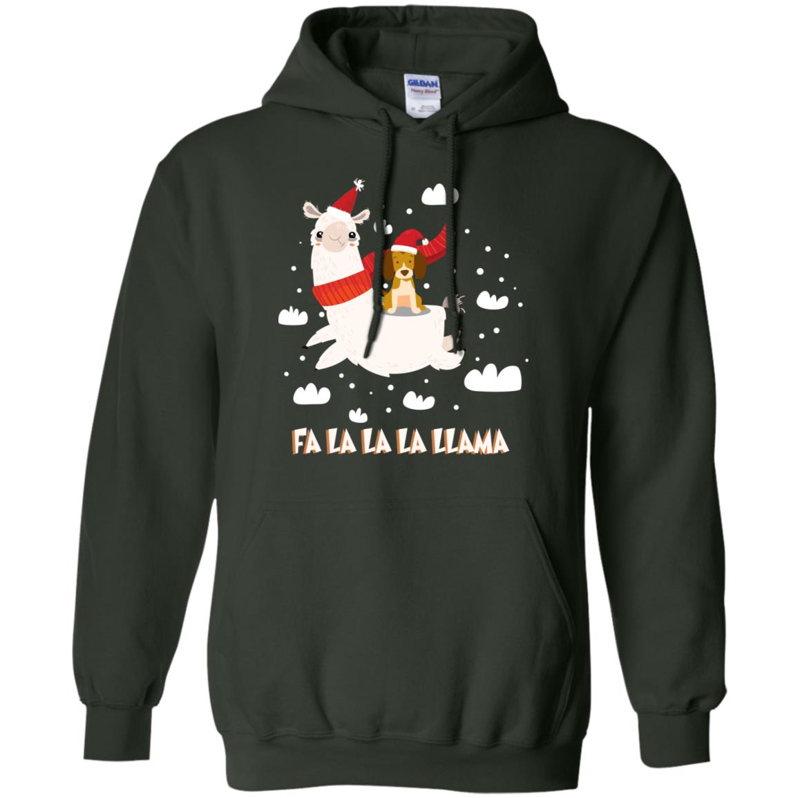 Fa La La La Llama With Beagle X-mas Gift Shirt Forest Green