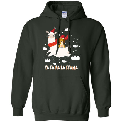 Fa La La La Llama With Beagle X-mas Gift Shirt Forest Green