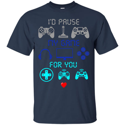 Gamer T-shirt I'd Pause My Game For You Navy