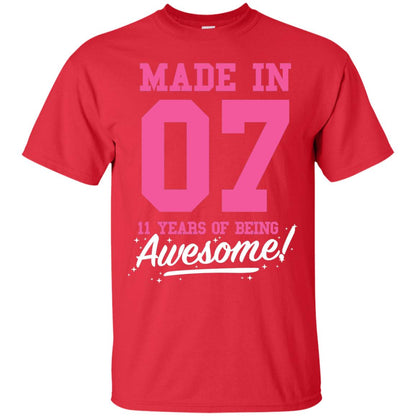 Made In 07 11 Years Of Being Awesome 11th Birthday T-shirt Red