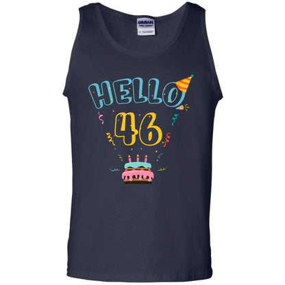 Hello 46 Forty Sixe 46th 1972s Birthday Gift Shirt Navy