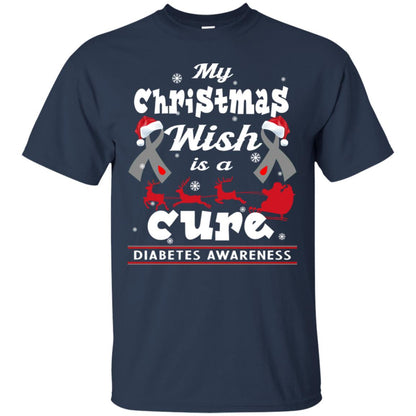 My Christmas Wish Is A Cure Diabetes Awareness X-mas Gift Shirt Navy