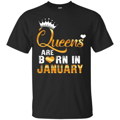 Birthday T-shirt Queens Are Born Iin January Black