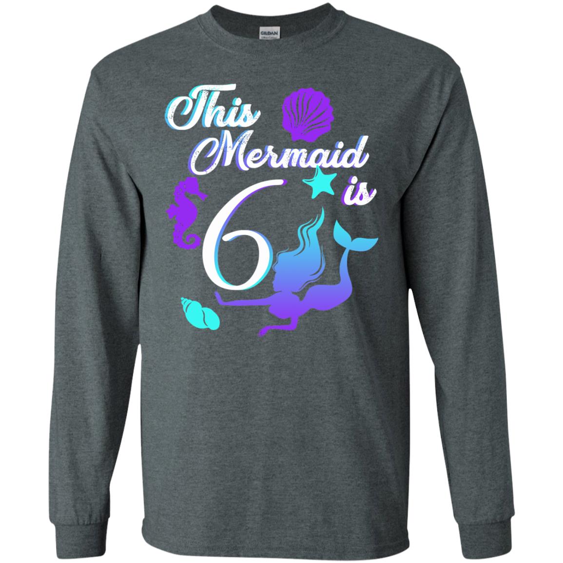 6th Birthday Shirt This Mermaid Is 6 Dark Heather