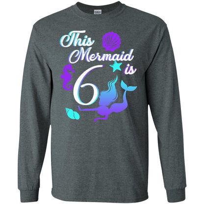 6th Birthday Shirt This Mermaid Is 6 Dark Heather