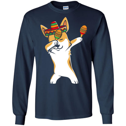 Dabbing Corgi Funny Cinco De Mayo T-shirt Navy