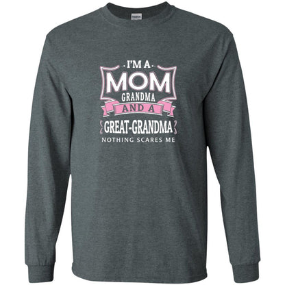 Nana T-shirt Nothing Scares Me I'm Mom Grandma Dark Heather