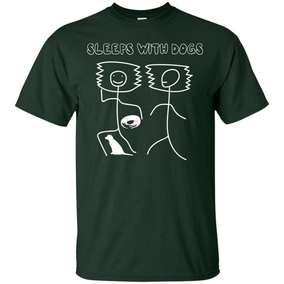 Sleep With Dogs Funny Dog Owner Shirt Forest