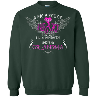 A Big Piece Of My Heart Lives In Heaven She Is My Grandma Grandchildren Gift Shirt Forest Green