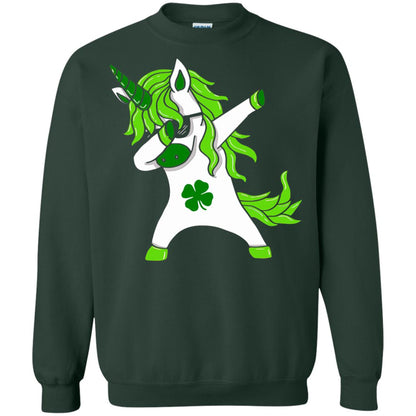 Dabbing Unicorn St Patricks Day Lepricorn T-shirt Forest Green