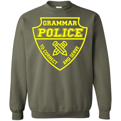 English Teachers Cops T-shirt Grammar Police To Correct And Serve Military Green