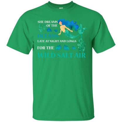 She Dreams Of The Oceans Mermaid T-shirt Irish Green