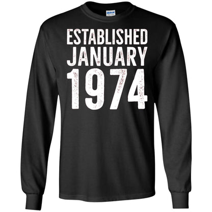 Established January 1974 43rd Birthday T-shirt Black