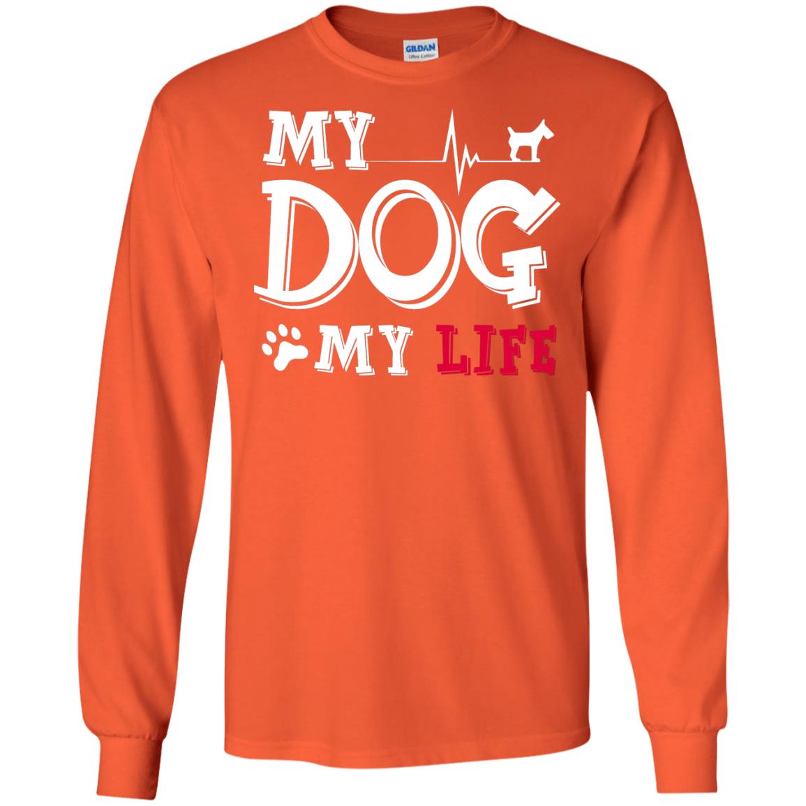 Dog Lovers T-shirt My Dog My Life Orange