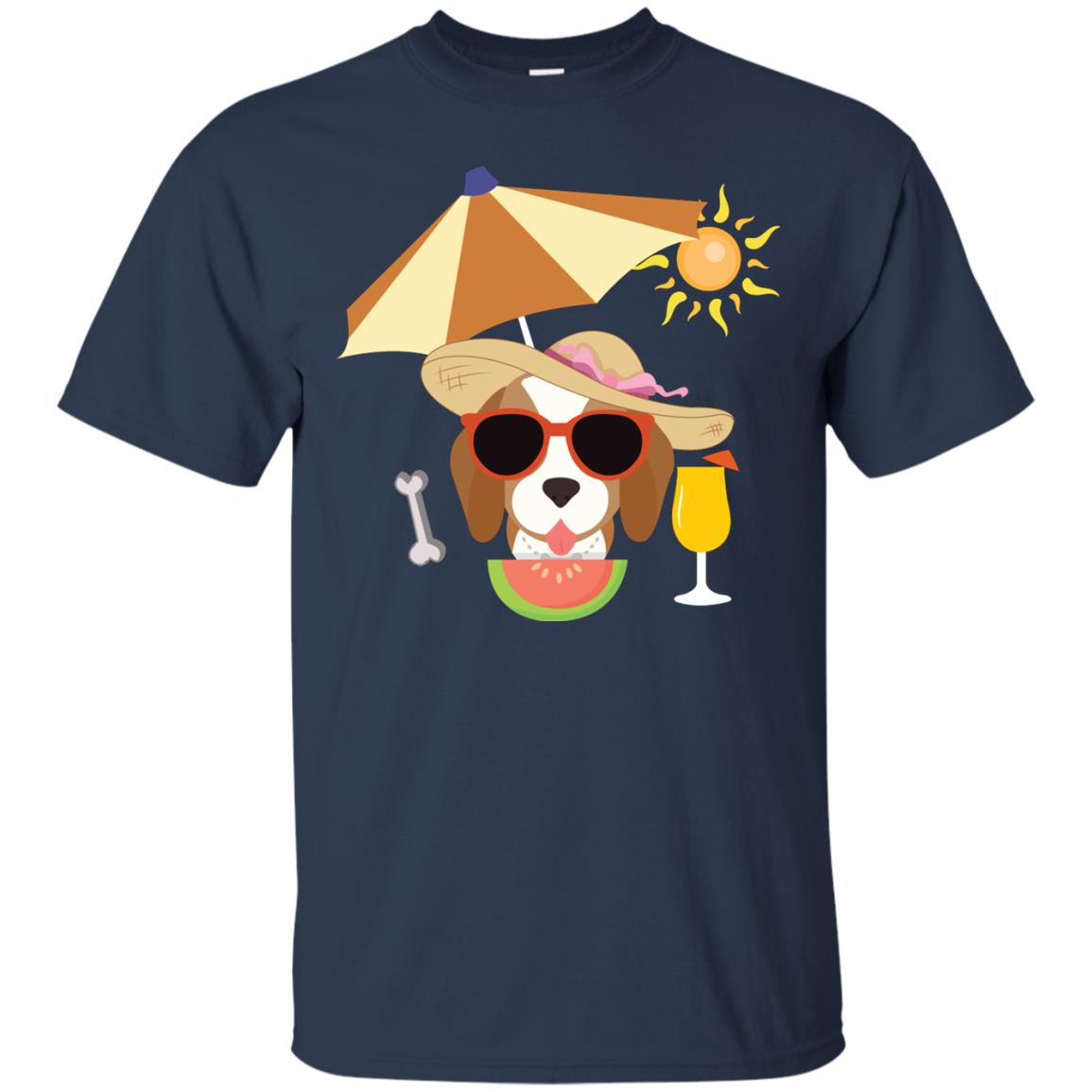 Summer With Beagle Dog Lovers Shirt Navy
