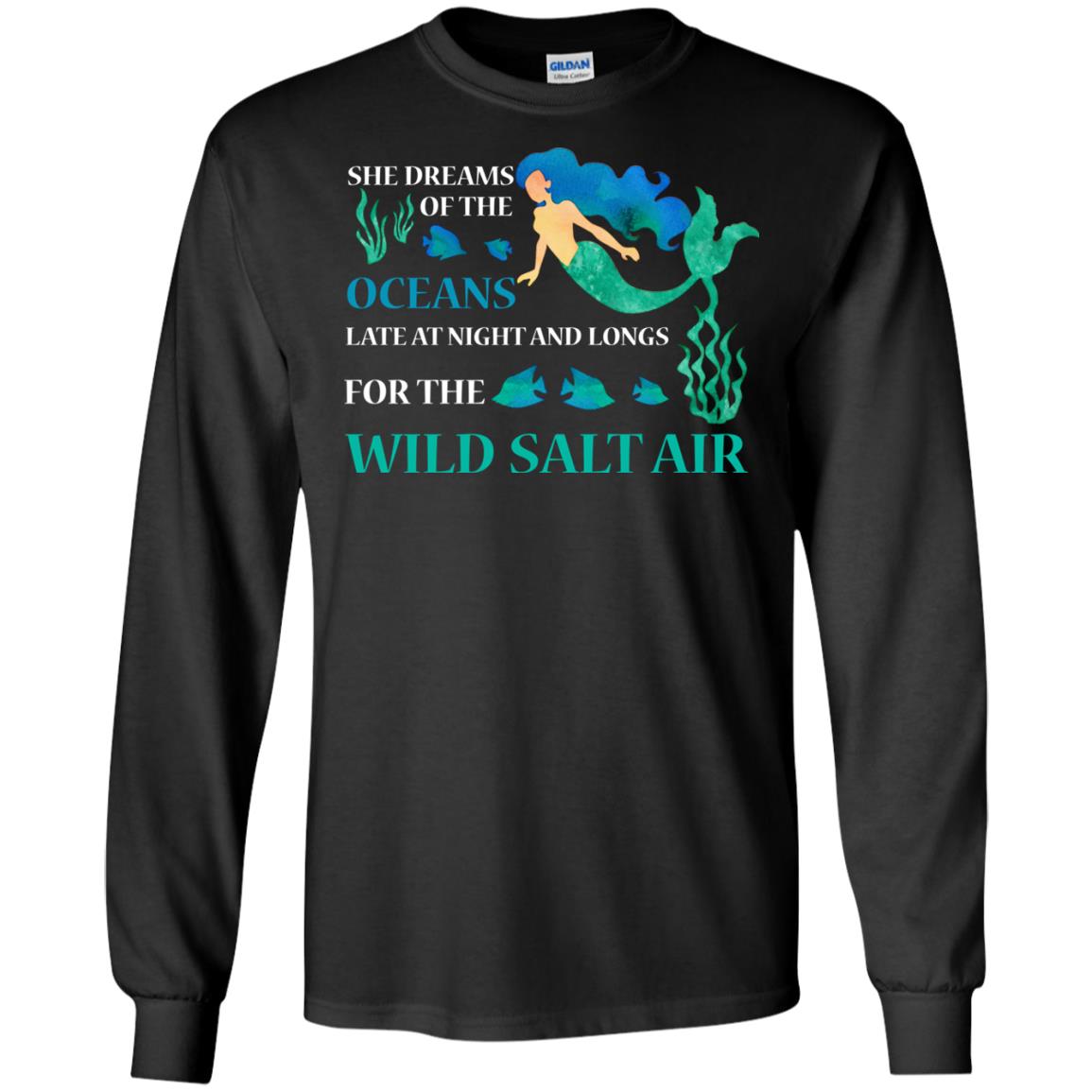 She Dreams Of The Oceans Mermaid T-shirt Black