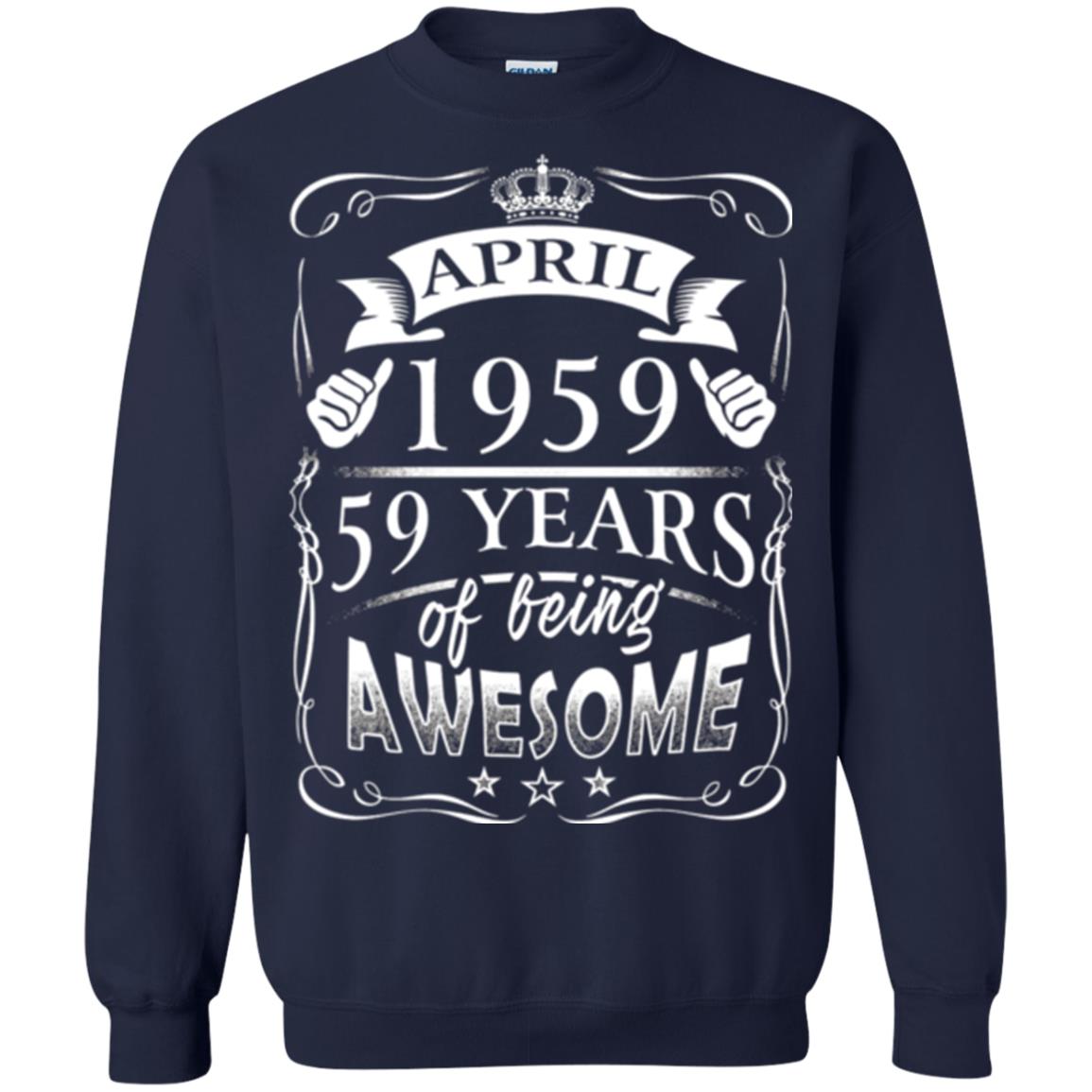 59th Birthday T-shirt April 1959 59 Years Of Being Awesome Navy