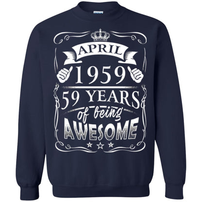 59th Birthday T-shirt April 1959 59 Years Of Being Awesome Navy