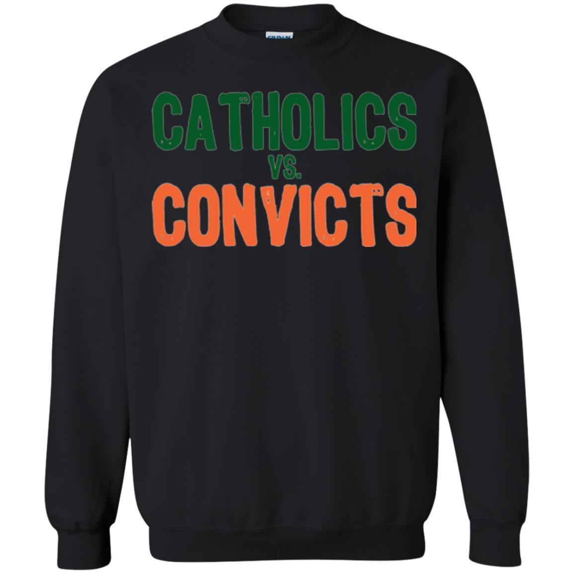 Football T-shirt Distressed Catholics Vs. Convicts 1988 Classic Black