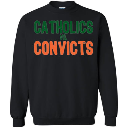 Football T-shirt Distressed Catholics Vs. Convicts 1988 Classic Black