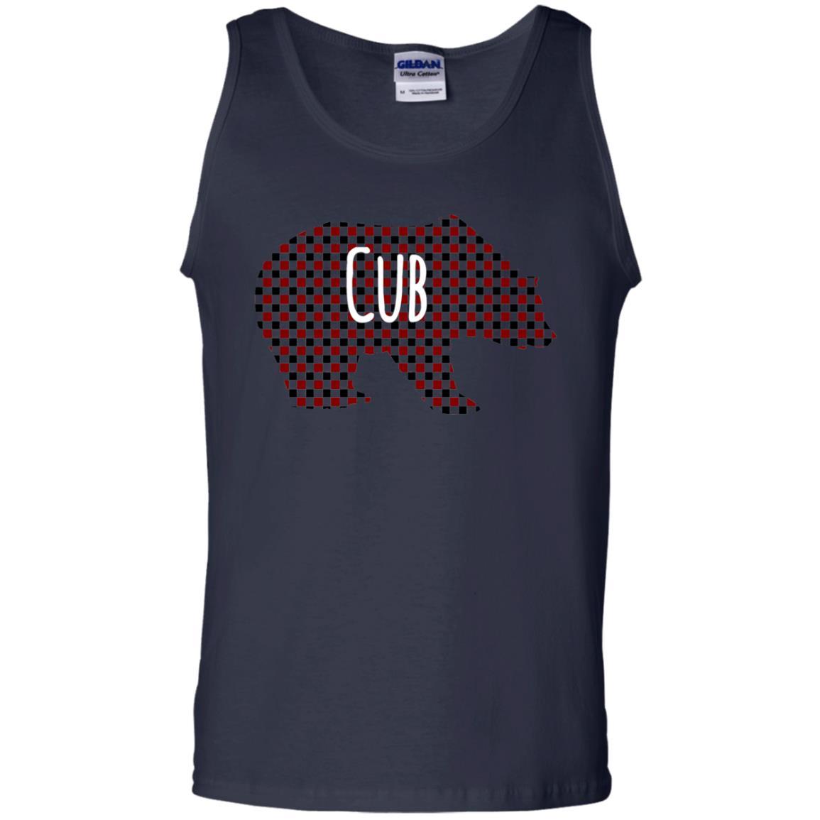 Family Christmas T-shirt Red Plaid Cub Bear Navy