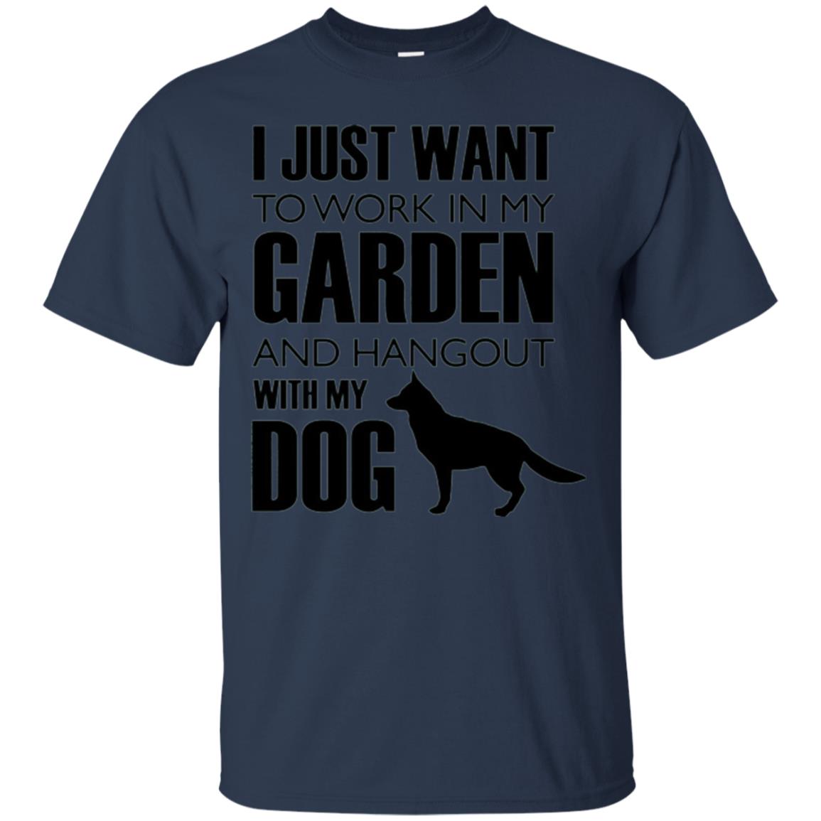 Dog Lovers T-shirt I Just Work In My Garden And Hangout With My Dog Navy