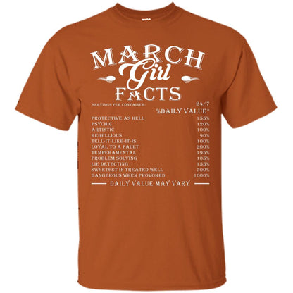 March Girl Facts Facts T-shirt Texas Orange