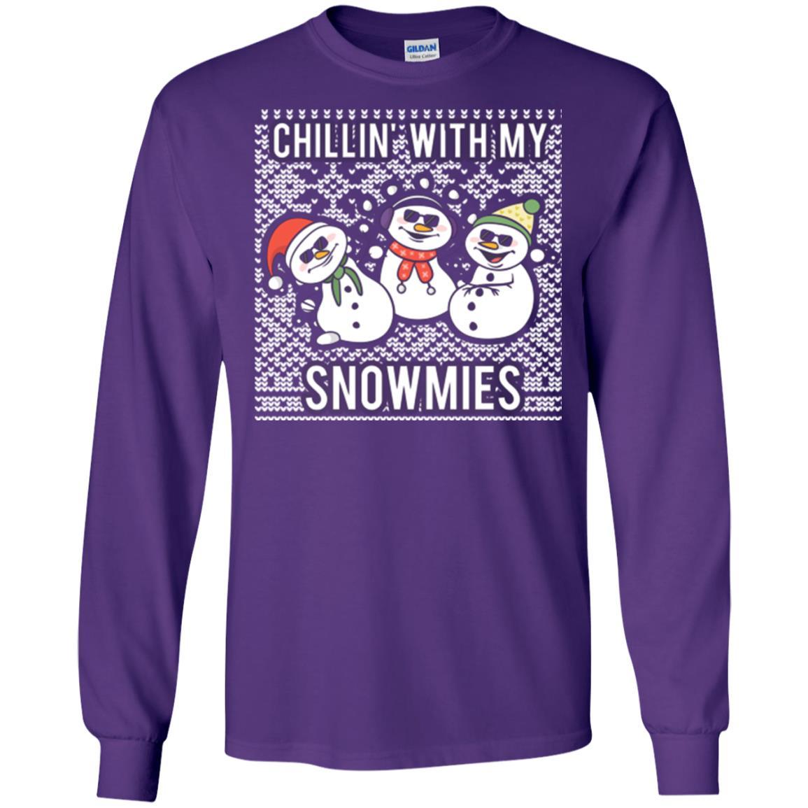 Christmas T-shirt Chillin' With My Snowmies Purple