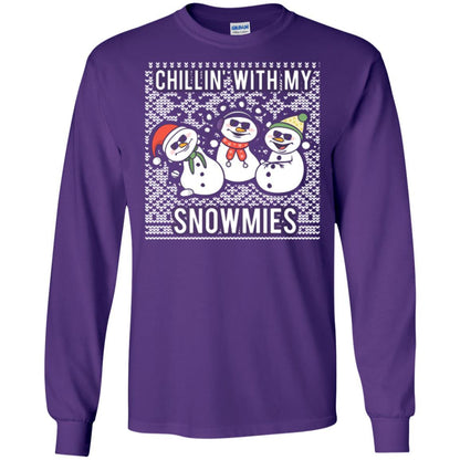 Christmas T-shirt Chillin' With My Snowmies Purple
