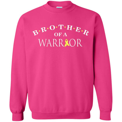 Brother Is A Warrior Childhood Cancer Awareness T-shirt Heliconia