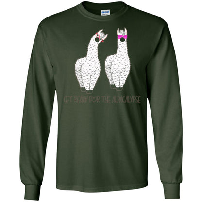 Funny Alpaca T-shirt Get Ready For The Alpacalypse Forest Green