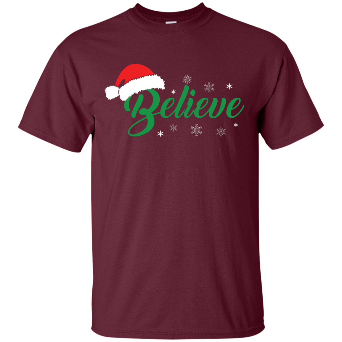 Christmas T-Shirt Believe In Santa Maroon