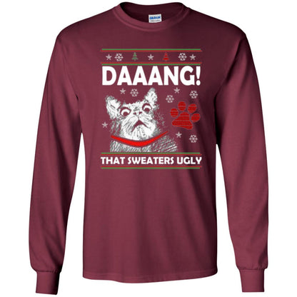 Christmas Cat T-shirt Daaang That Sweaters Ugly Maroon