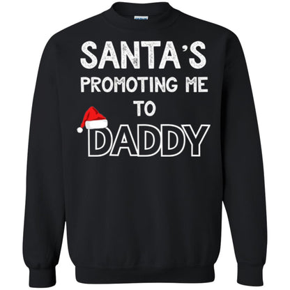 Pregnancy Announcement T-shirt Santa Promoting Me To Daddy Black