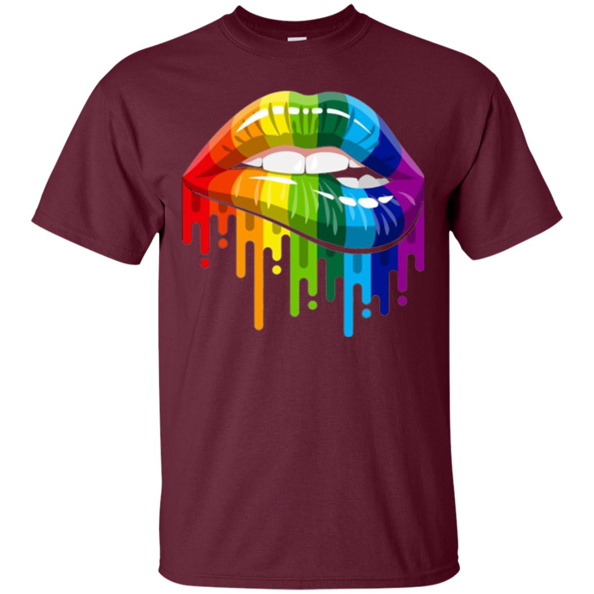 Rainbow Lips Pride Lgbt T-shirt Maroon