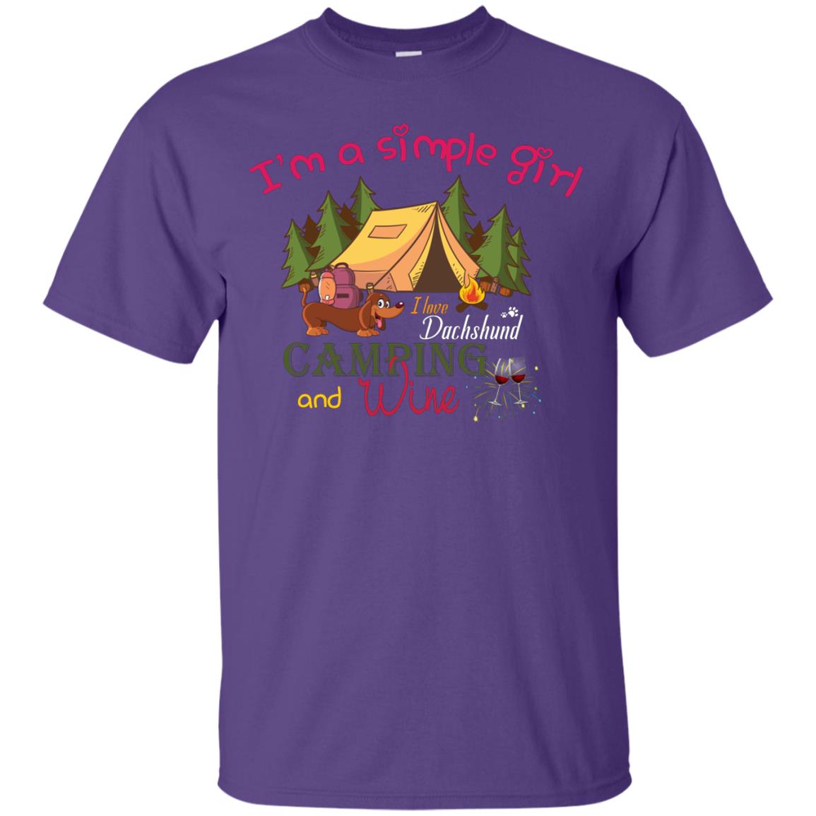 I’m A Simple Girl I Love Dachshund Camping And Wine Shirt Purple