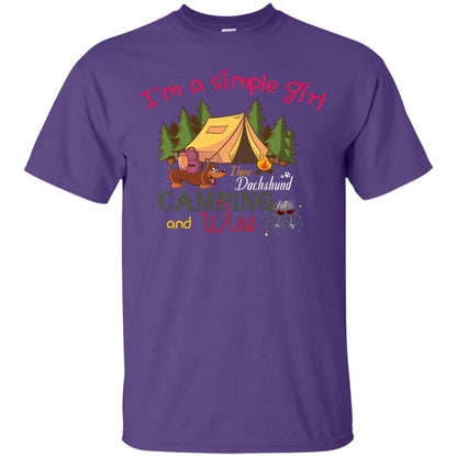 I’m A Simple Girl I Love Dachshund Camping And Wine Shirt Purple