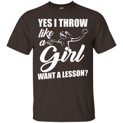 Softball T-shirt Yes I Throw Like A Girl Want A Lesson Dark Chocolate