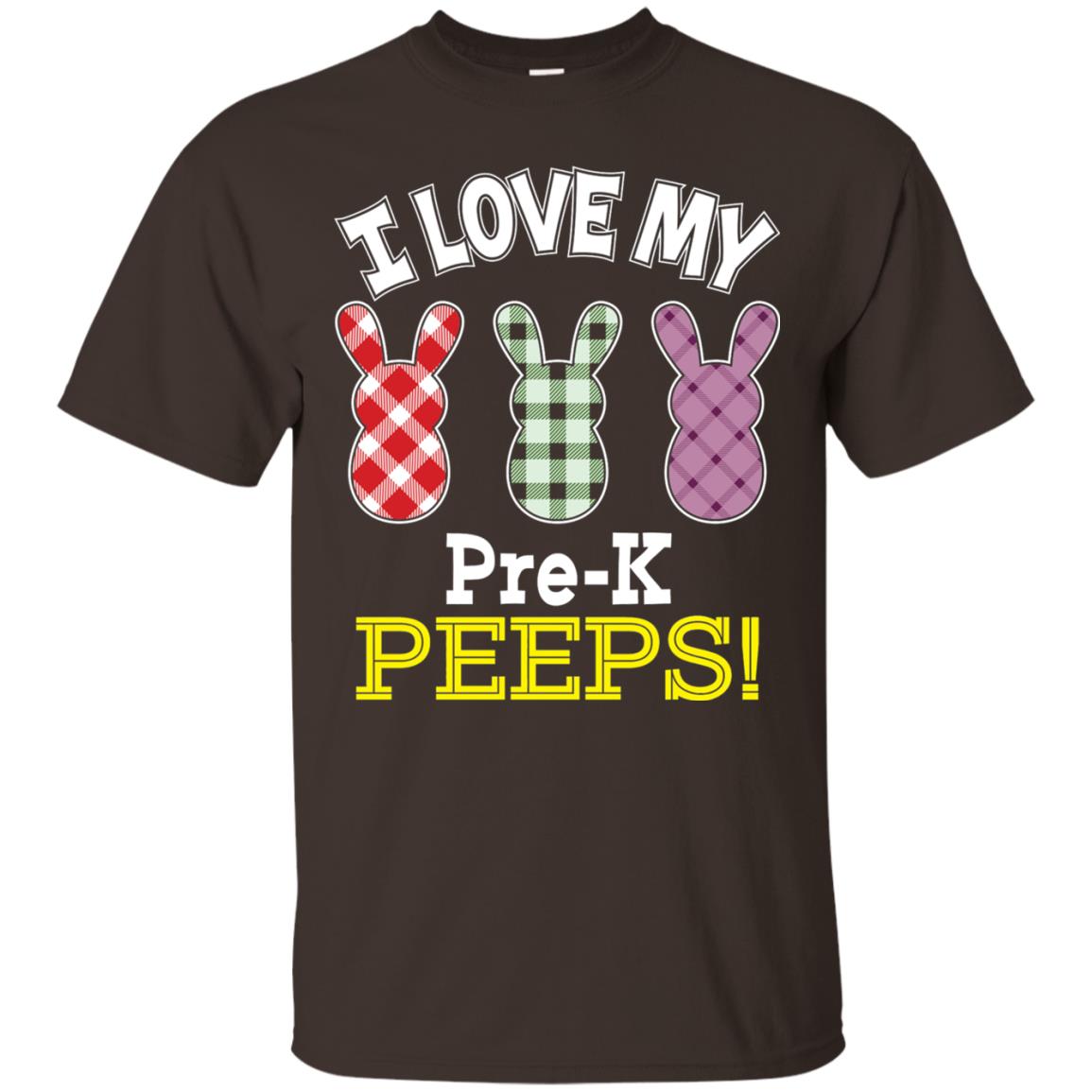 Teacher Easter Day T-shirt I Love My Pre-k Peeps Cute Bunny Dark Chocolate