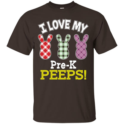 Teacher Easter Day T-shirt I Love My Pre-k Peeps Cute Bunny Dark Chocolate