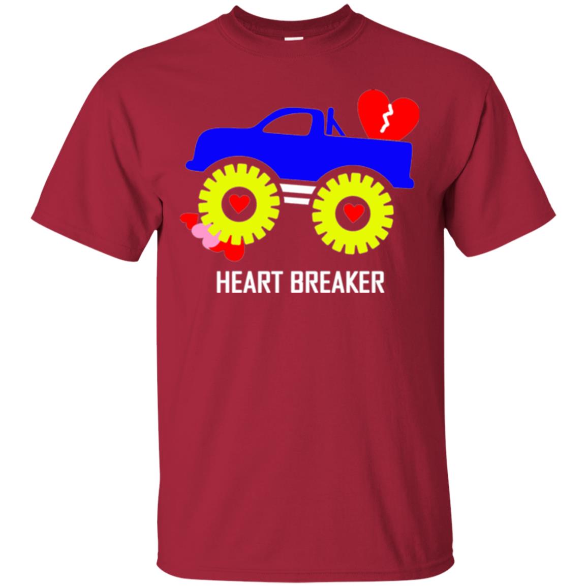 Heart Breaker Cute Blue Monster Truck Valentine_s Day T-shirt Cardinal