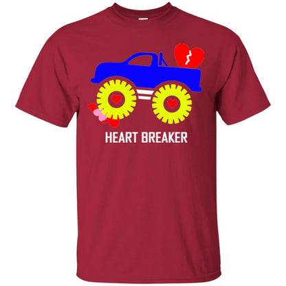 Heart Breaker Cute Blue Monster Truck Valentine_s Day T-shirt Cardinal
