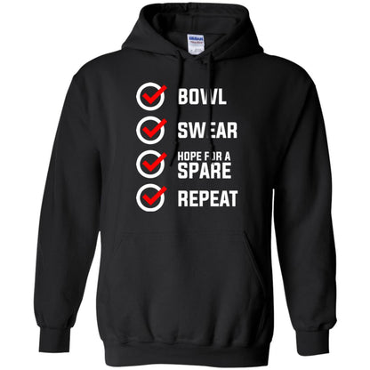 Bowling Lover T-shirt Bowl Swear Hope For A Spare Repeat Black